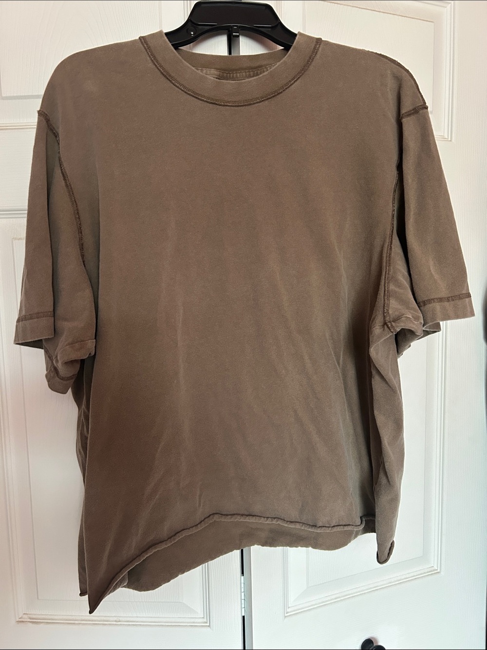 Men’s Abercrombie & Fitch Cropped Oversized T-Shirt - Brown - Size L